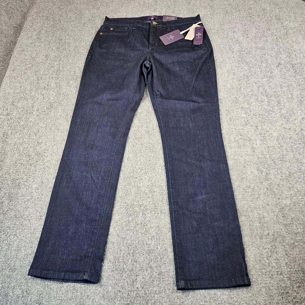 NYDJ Dark Enzyme Straight Leg Jeans Lift Tuck Technology M59Z1217 Indigo 12